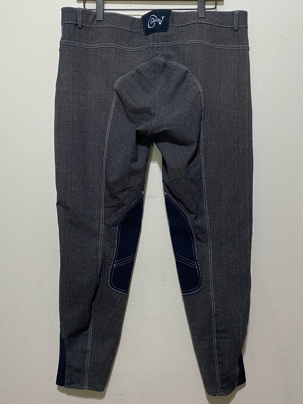 Ovation Riding Breeches Pants Knee Patch Gray/Navy Women's 36 R Equestrian